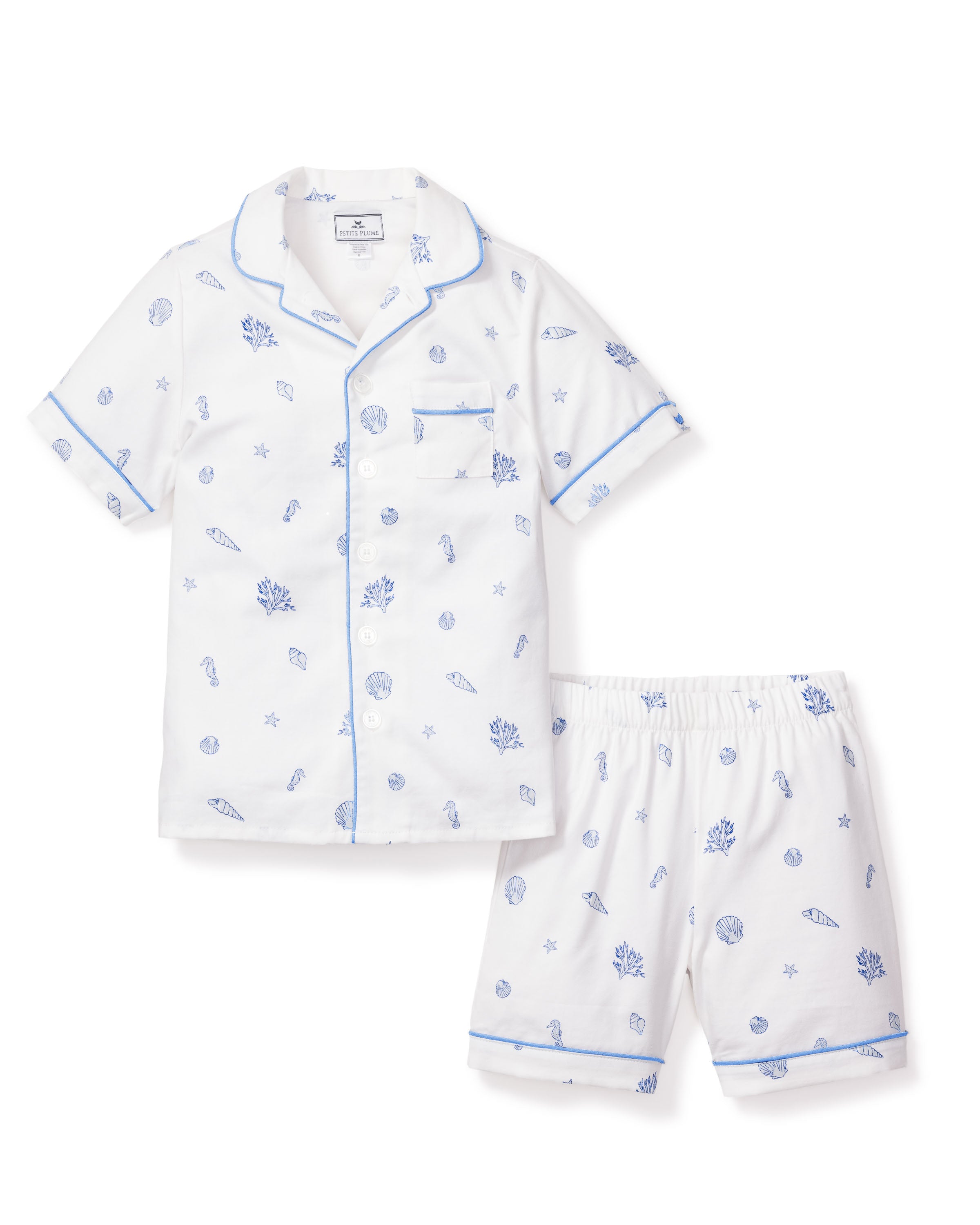 Kid's Twill Pajama Short Set in Suffolk Seashells – Petite Plume
