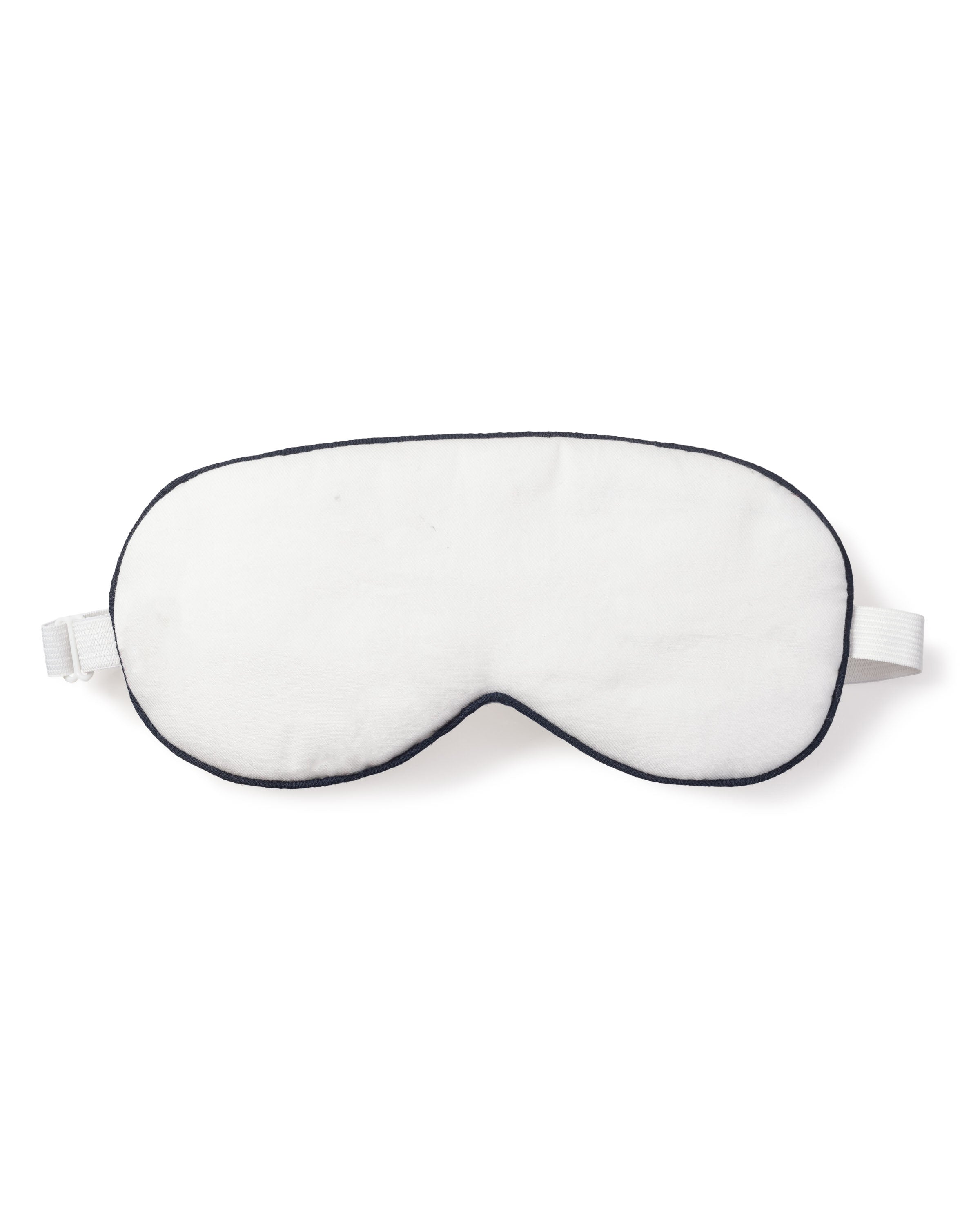 The Adults Twill Sleep Mask by Petite Plume, with navy piping and an adjustable strap, offers luxury and light-blocking comfort. Ideal for monogrammed gifts, it promises restful nights and sweet dreams.