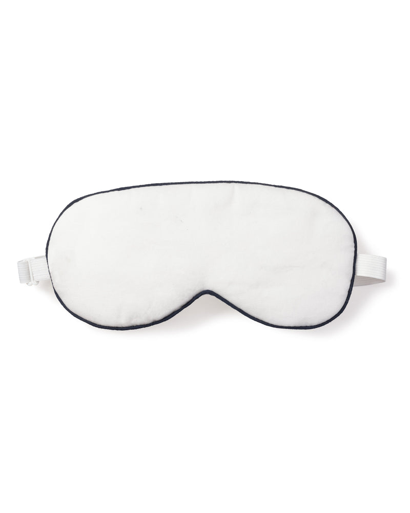 Adult White Traditional Eye Mask with Navy Piping