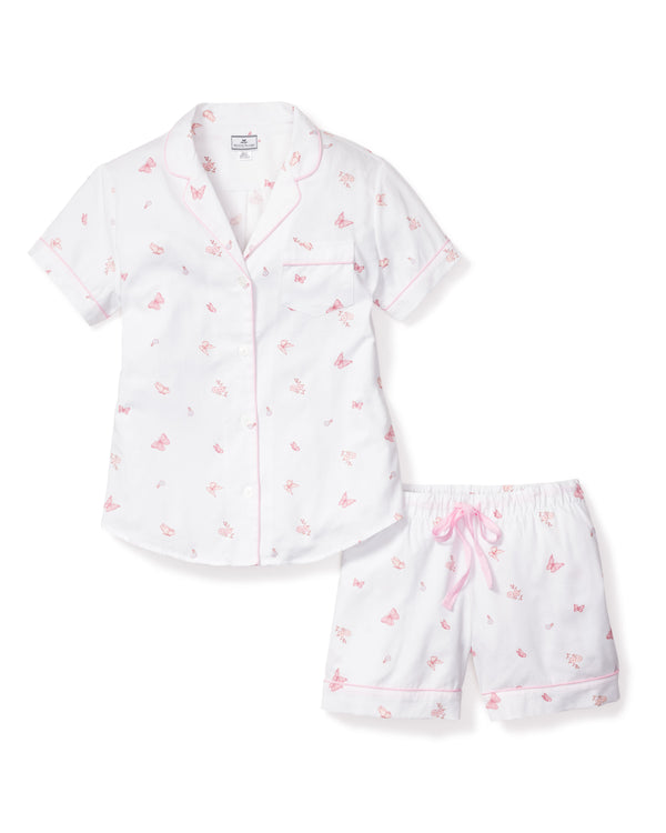 Women's Twill Pajama Short Sleeve Short Set in Butterflies
