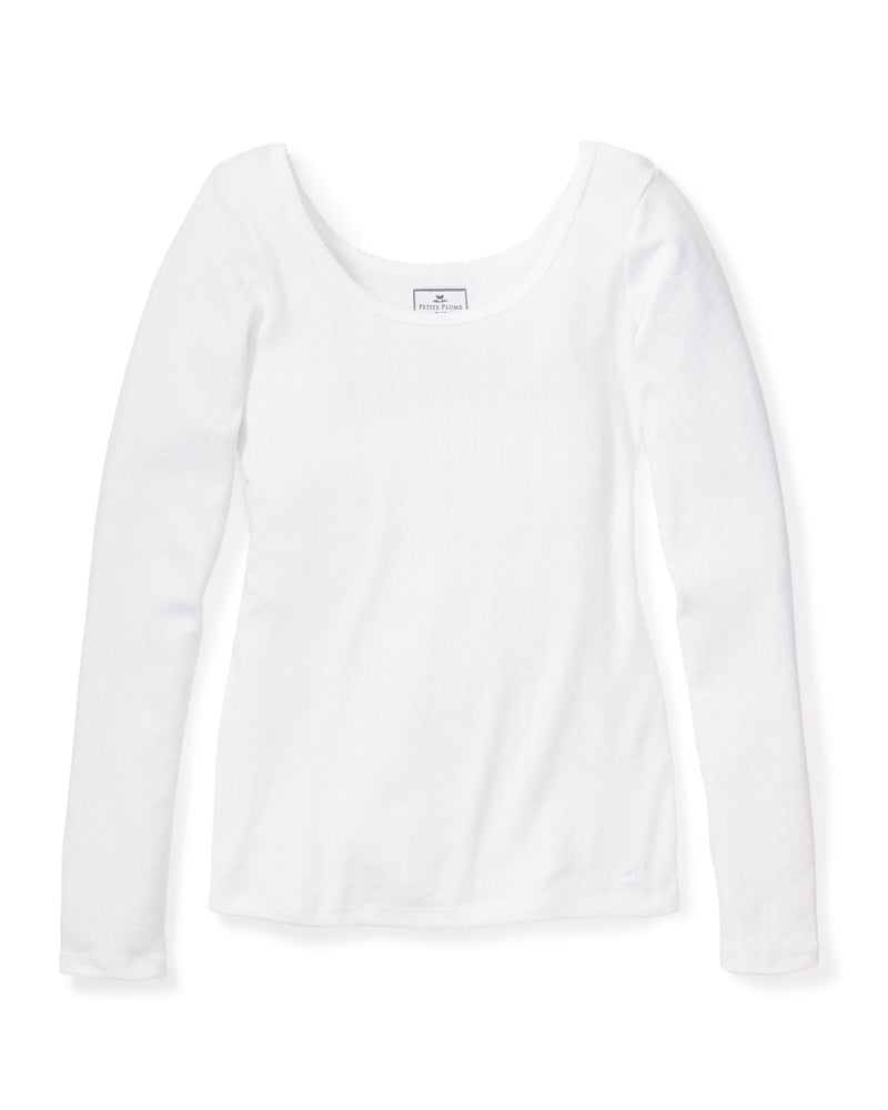 Women\'s White Pima Cotton Long Sleeve Top | Petite Plume