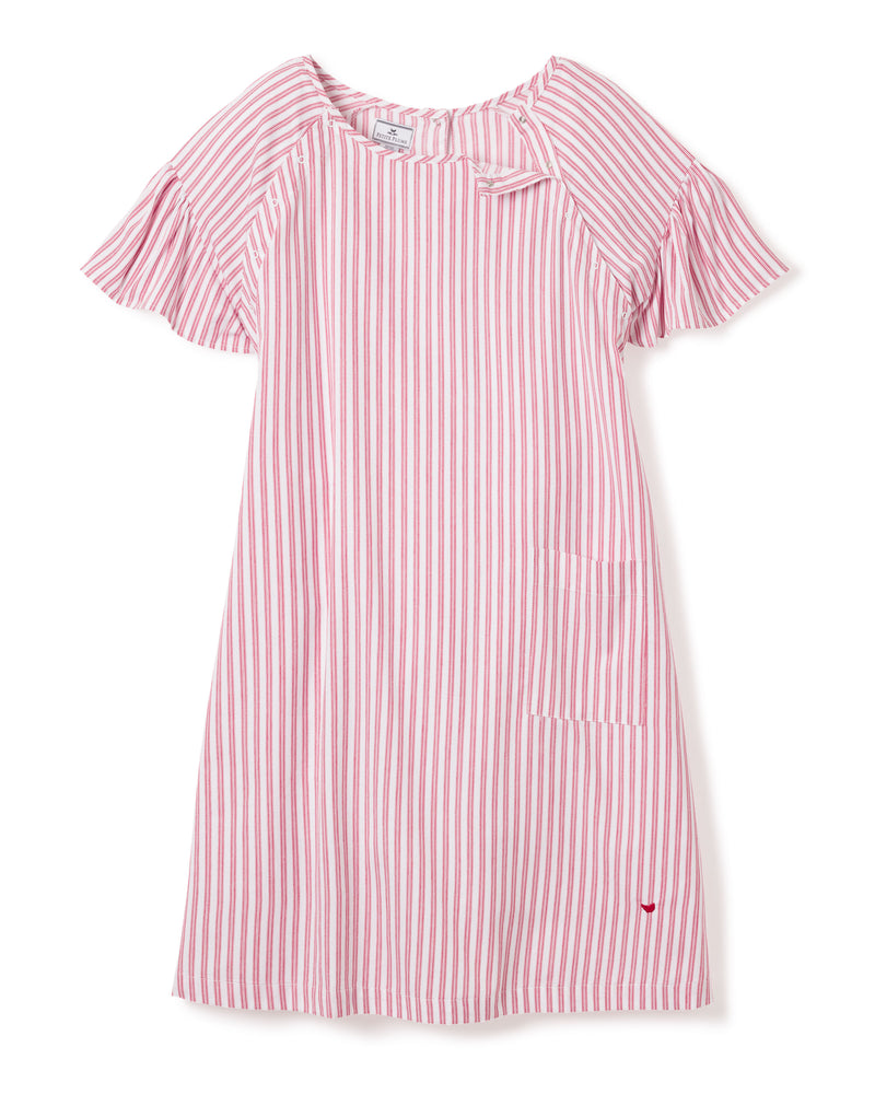 Women's Twill Hospital Gown in Antique Red Ticking