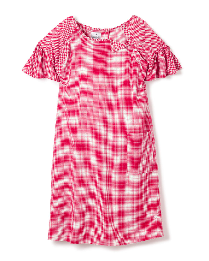 Red Mini Gingham Hospital Gown