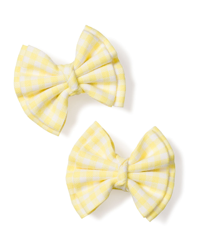 Yellow Gingham Hair Bows