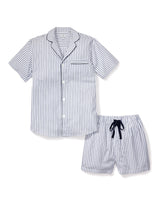 Men's Navy French Ticking Short Set