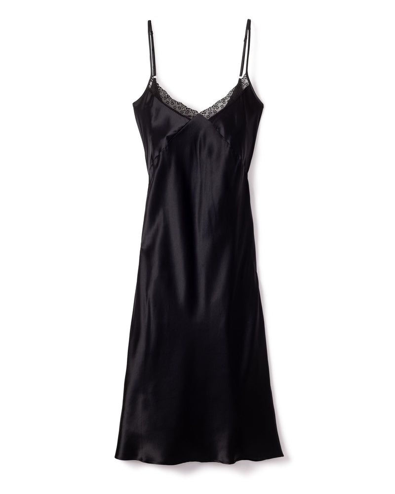 Women's Silk Lace Cosette Nightgown in Black