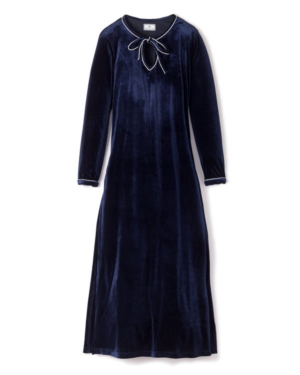 Women's Velour Harlow Nightgown in Navy