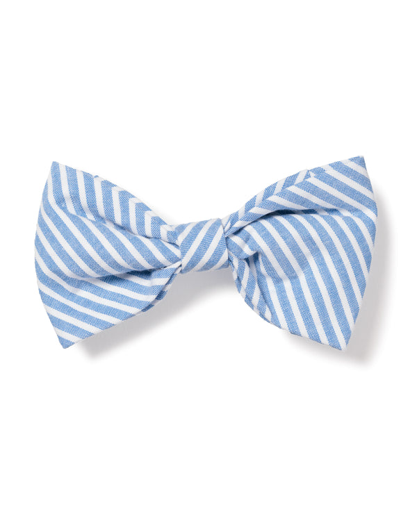 French Blue Seersucker Dog Bow Tie