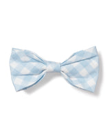 Light Blue Gingham Dog Bow Tie