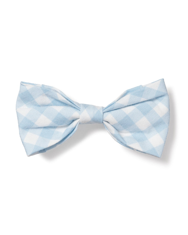 Dog Twill Bow Tie Light Blue Gingham