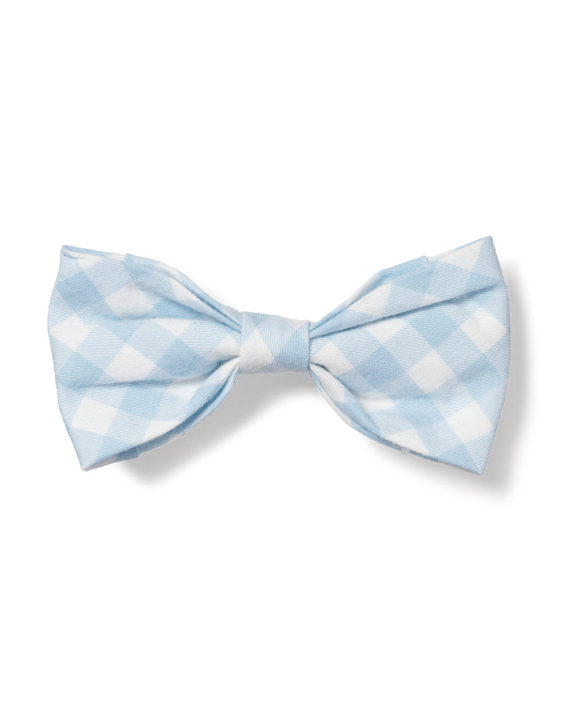 Light Blue Gingham Dog Bow Tie