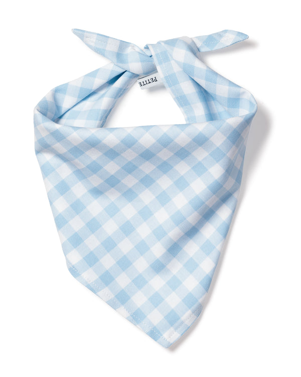 Light Blue Gingham Dog Bandana