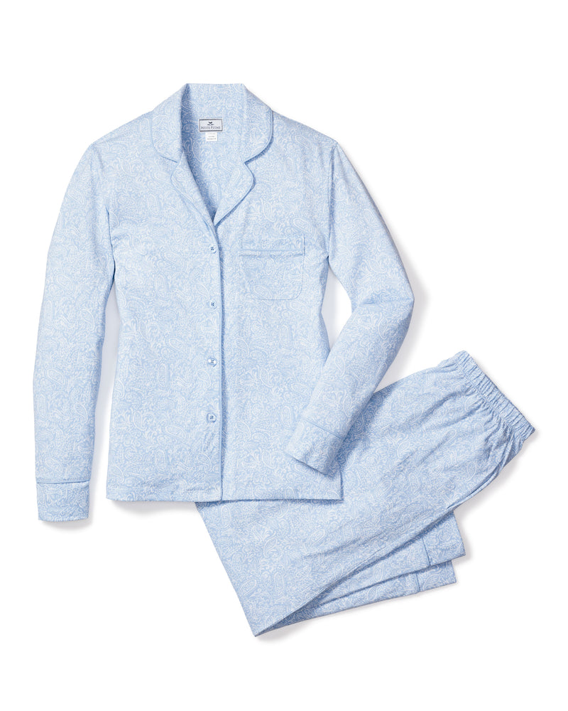 Luxe Pima Cotton Periwinkle Paisley Pajama Set