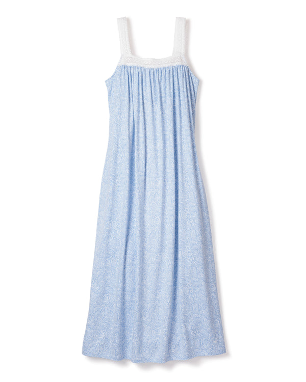 Luxe Pima Cotton Periwinkle Paisley Camille Nightgown