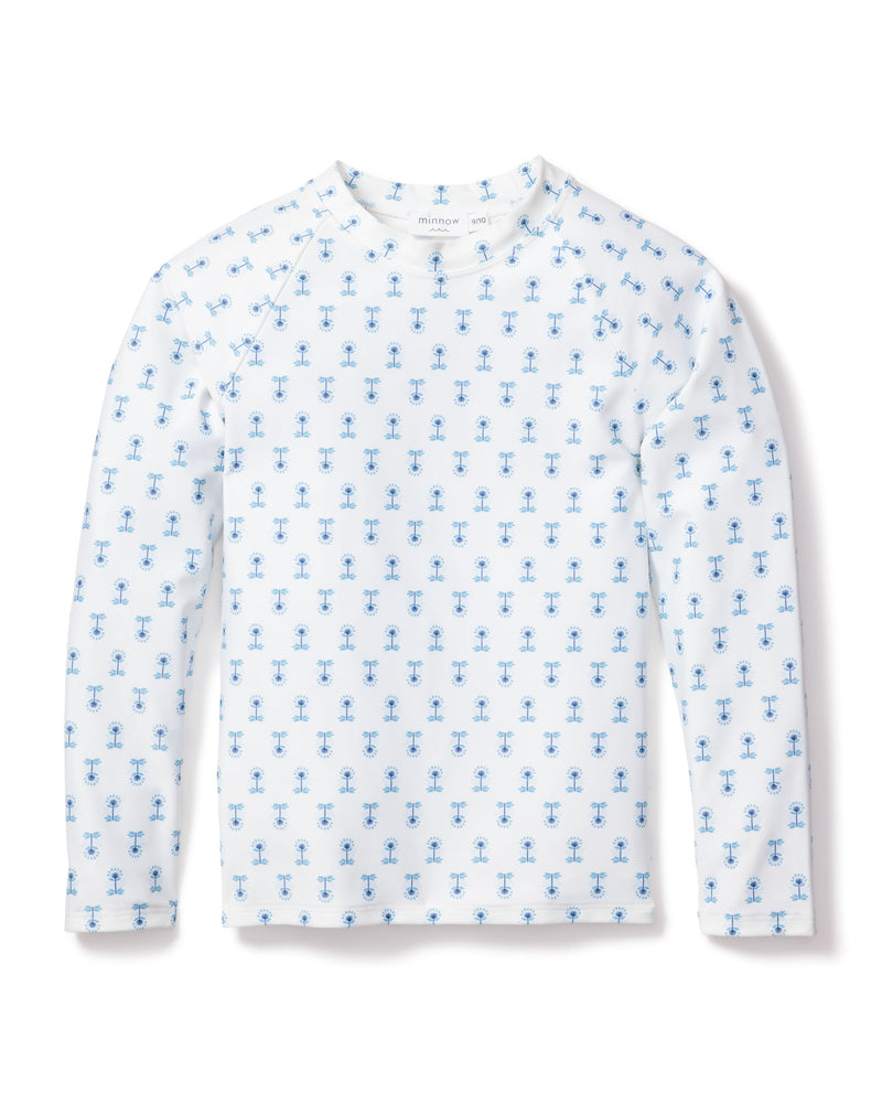 minnow x petite plume unisex botanical block print rashguard