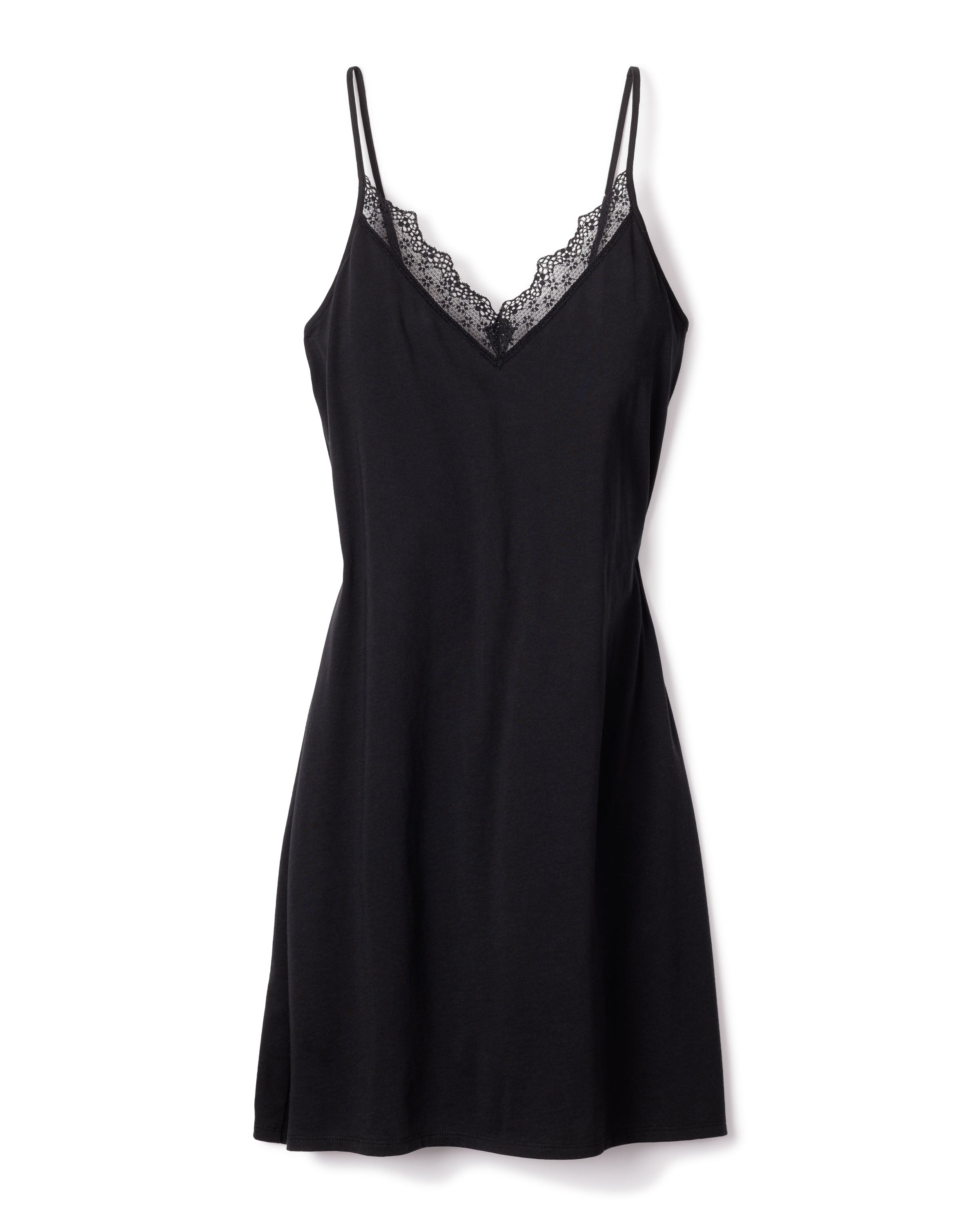 Women's Pima Nightgown with Lace in Black