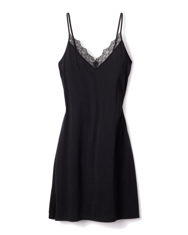 Luxe Pima Cotton Black Nightgown with Lace