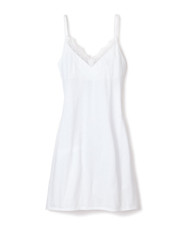 Women's Pima Nightgown with Lace in White