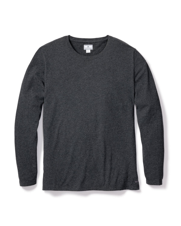 Men's Pima Crew Neck Long Sleeve Top in Dark Heather