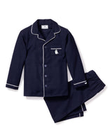 Halloween Limited Edition - Navy Flannel Pajama Sets with Ghost Embroidery
