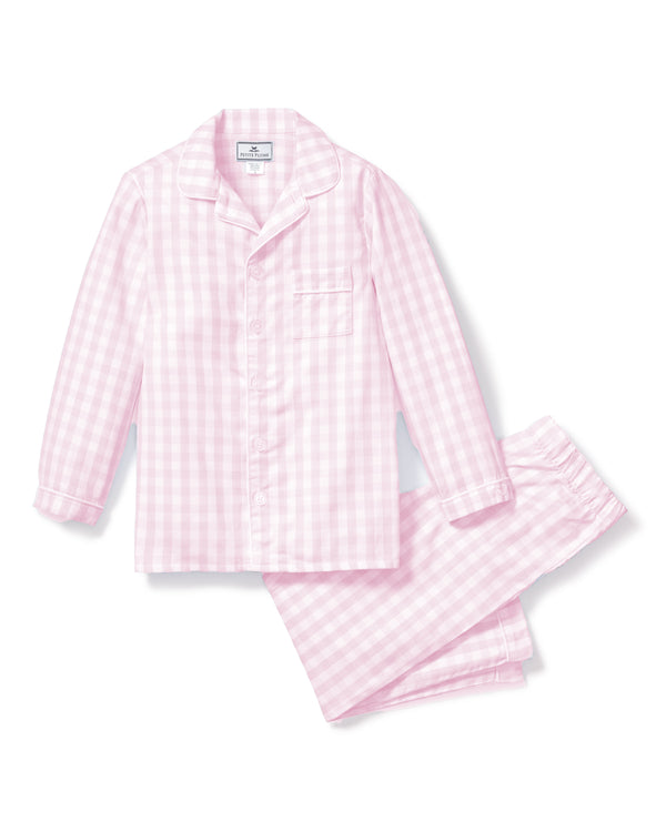 Kid's Twill Pajama Set in Pink Gingham