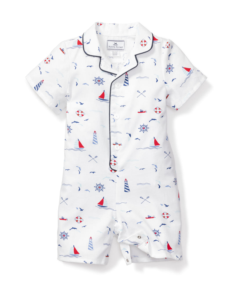 Baby's Twill Summer Romper in Sail Away