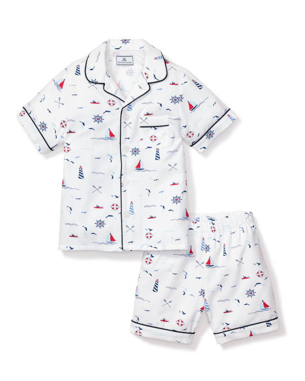 Kid's Twill Pajama Short Set in Sail Away