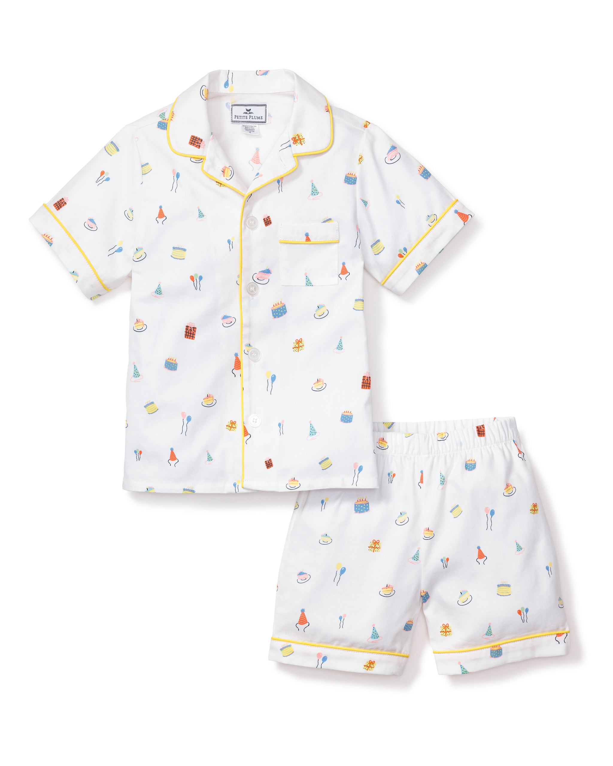 Birthday - Everyday Set <br> Kids Embroidered Cotton Notched Pajama Set