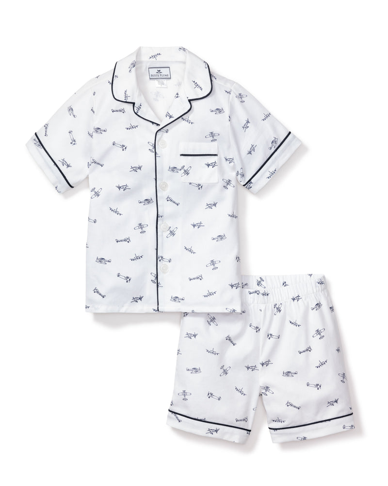 Kid's Twill Pajama Short Set in Par Avion
