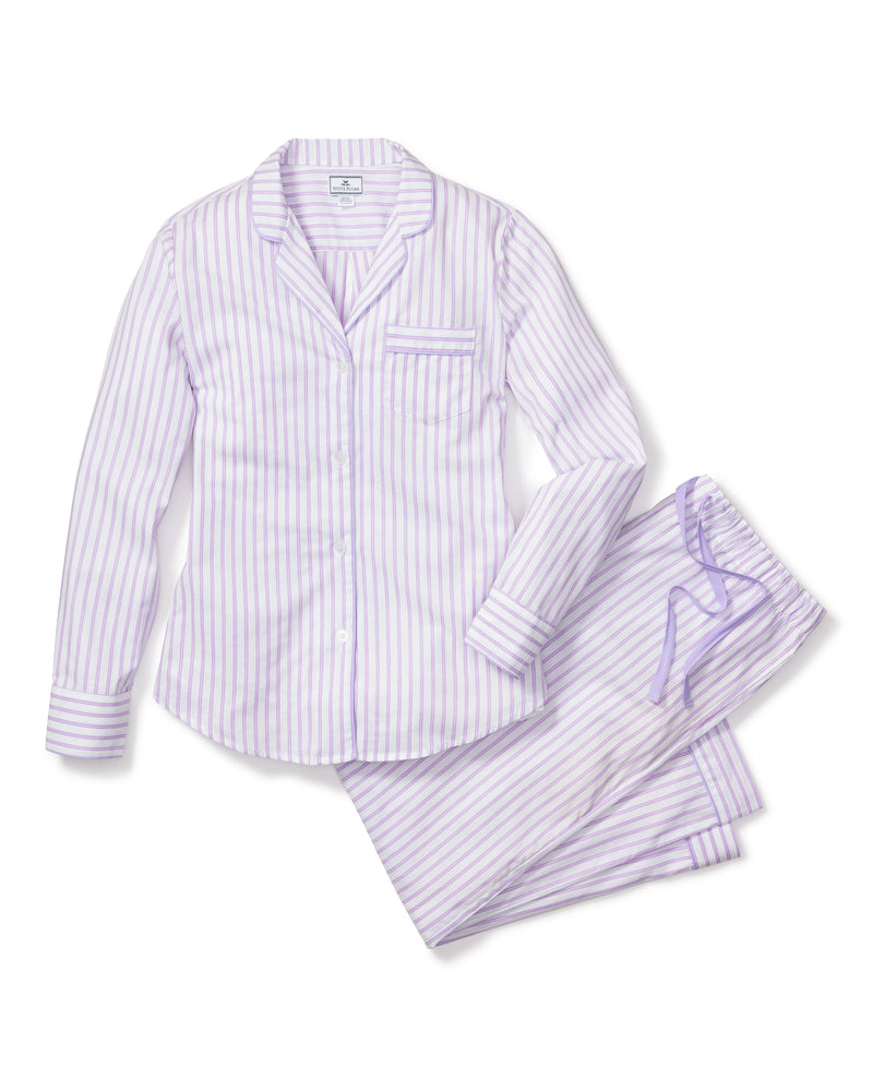 Women's Lavender French Ticking Pajama Set