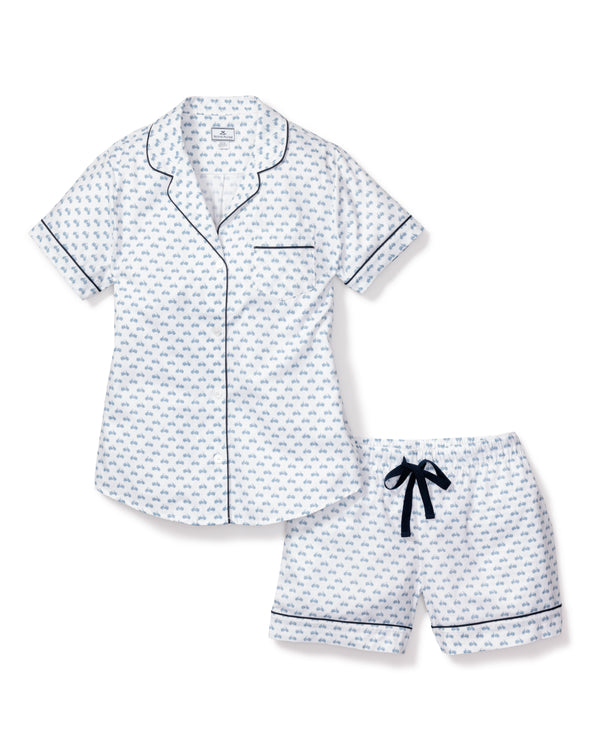 Women's Twill Pajama Short Sleeve Short Set in Bicyclette
