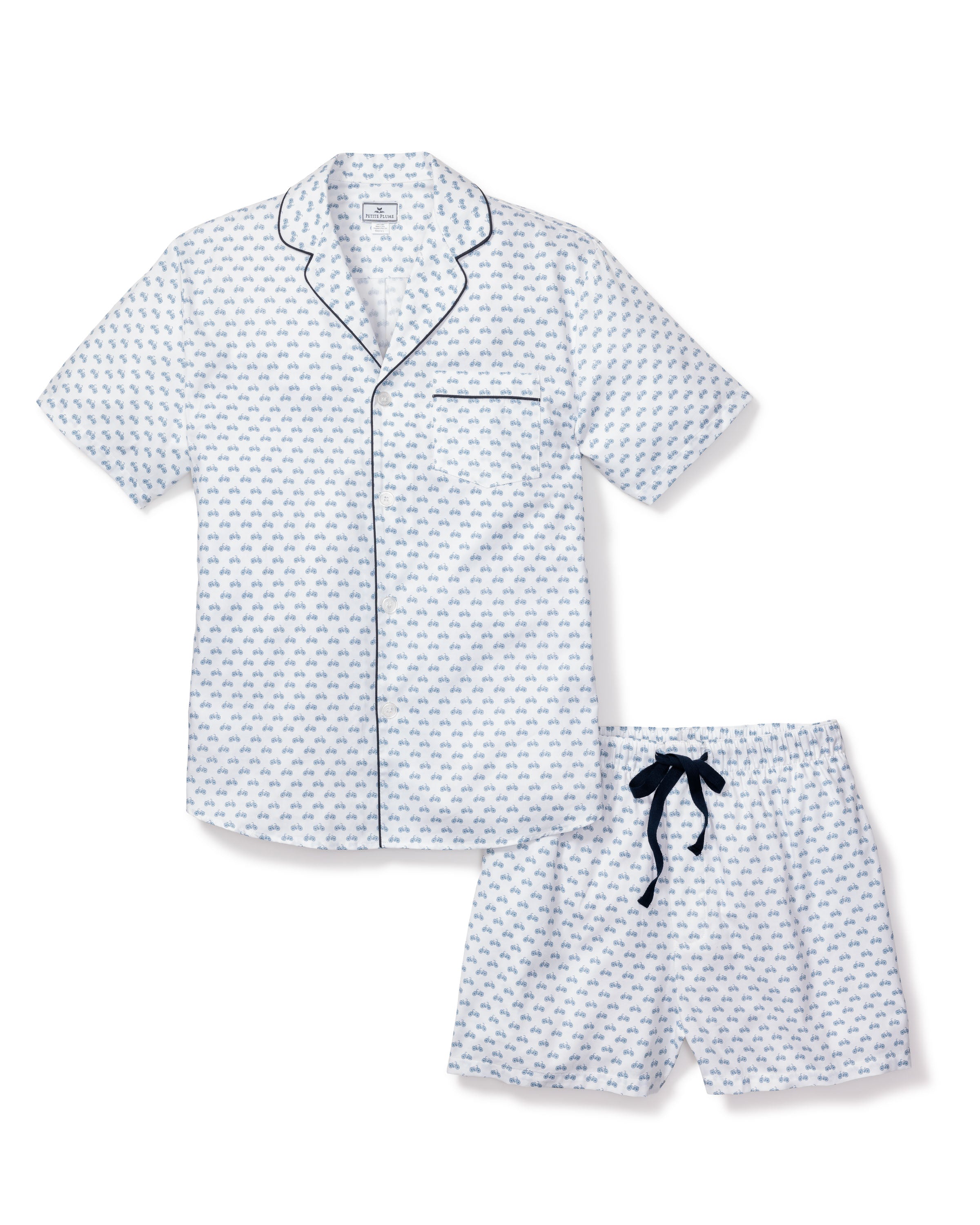 Men's Twill Pajama Short Set in Bicyclette