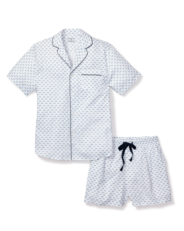 Men's Twill Pajama Short Set in Bicyclette