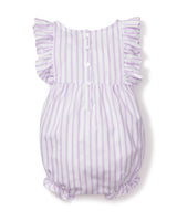 Lavender French Ticking Ruffled Romper