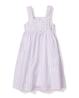 Kid's Twill Charlotte Nightgown in Lavender French Ticking