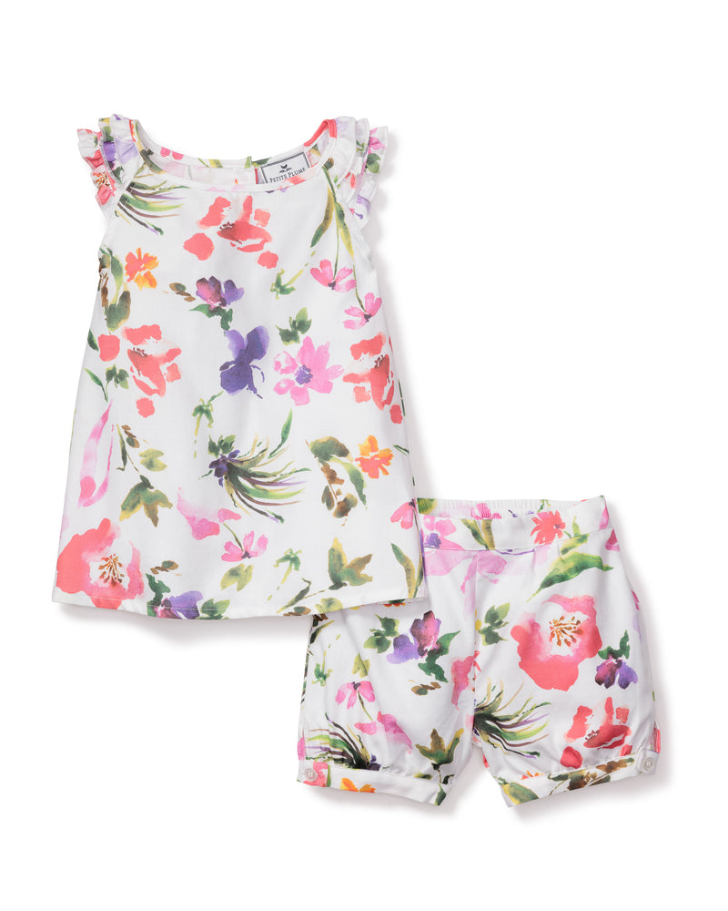 Girl's Twill  Amelie Short Set in Gardens of Giverny