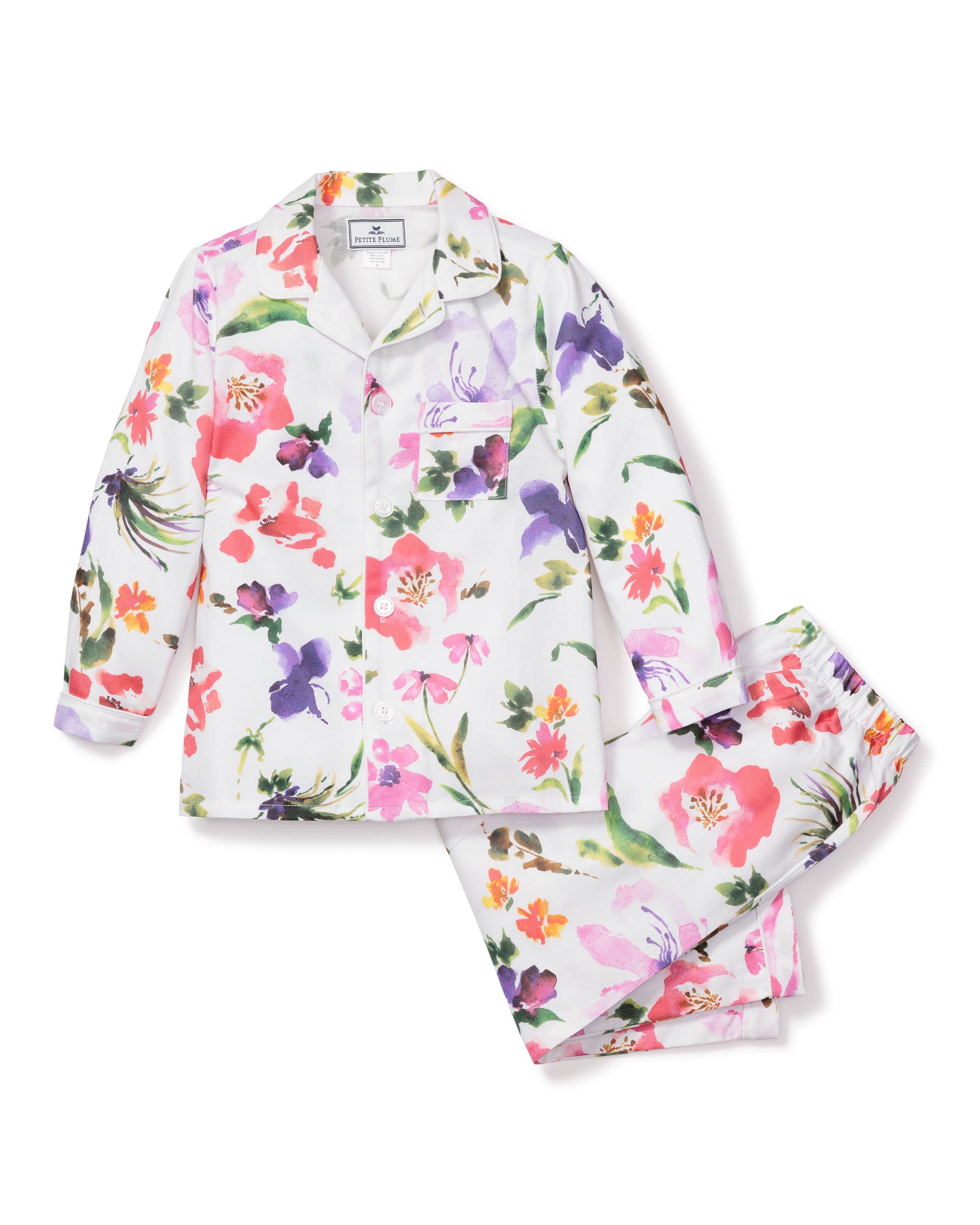 Kid's Twill Pajama Set in Gardens of Giverny