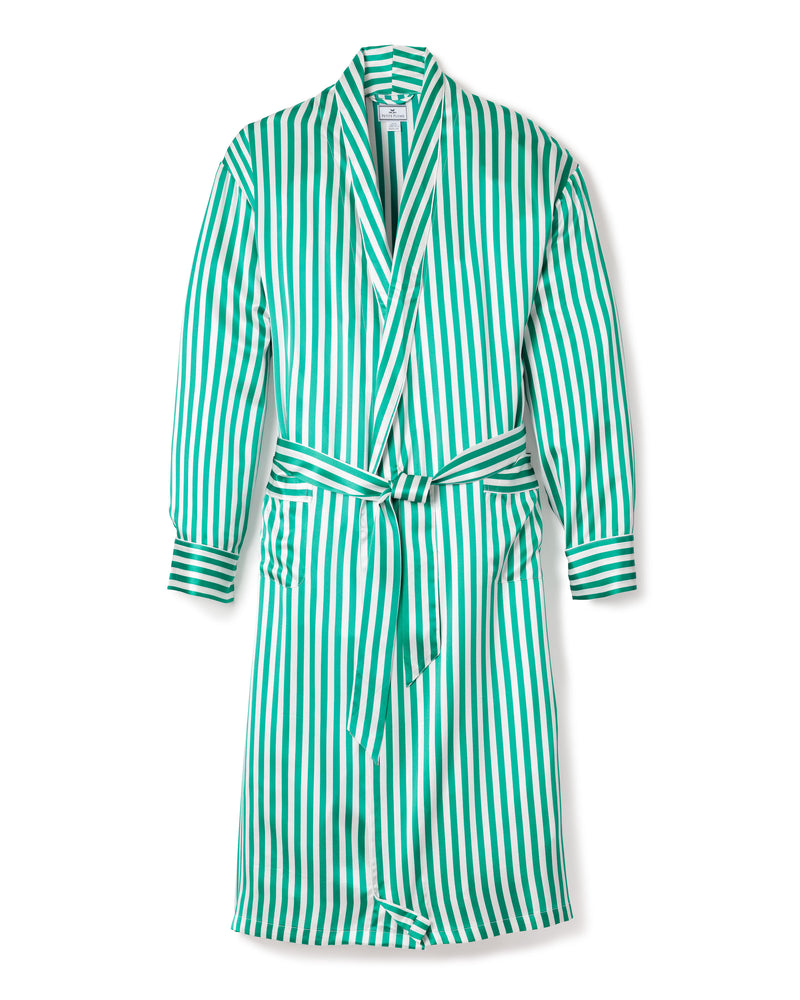 Men\'s Silk Long Robe in Green Stripe – Petite Plume