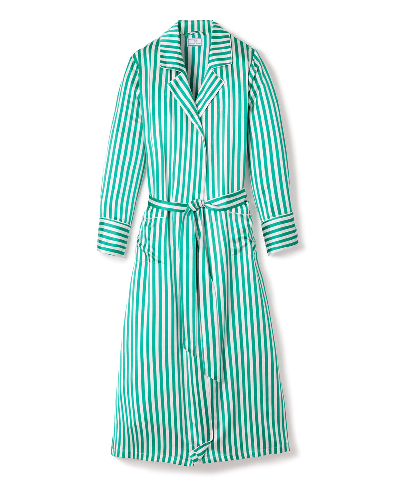 Women\'s Silk Long Robe in Green Stripe – Petite Plume