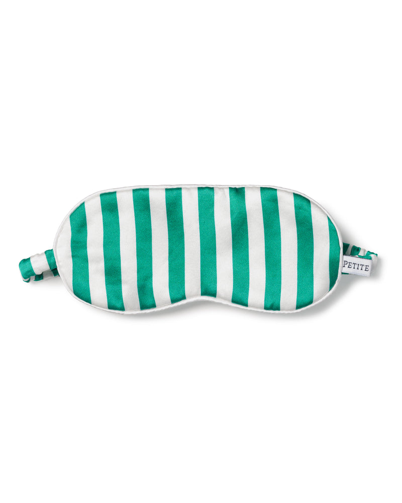Adult's Silk Sleep Mask in Green Stripe
