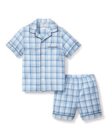 Kid's Twill Pajama Short Set in Seafarer Tartan