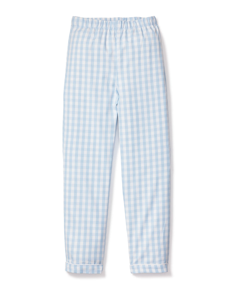Kid's Twill Pajama Pants in Light Blue Gingham