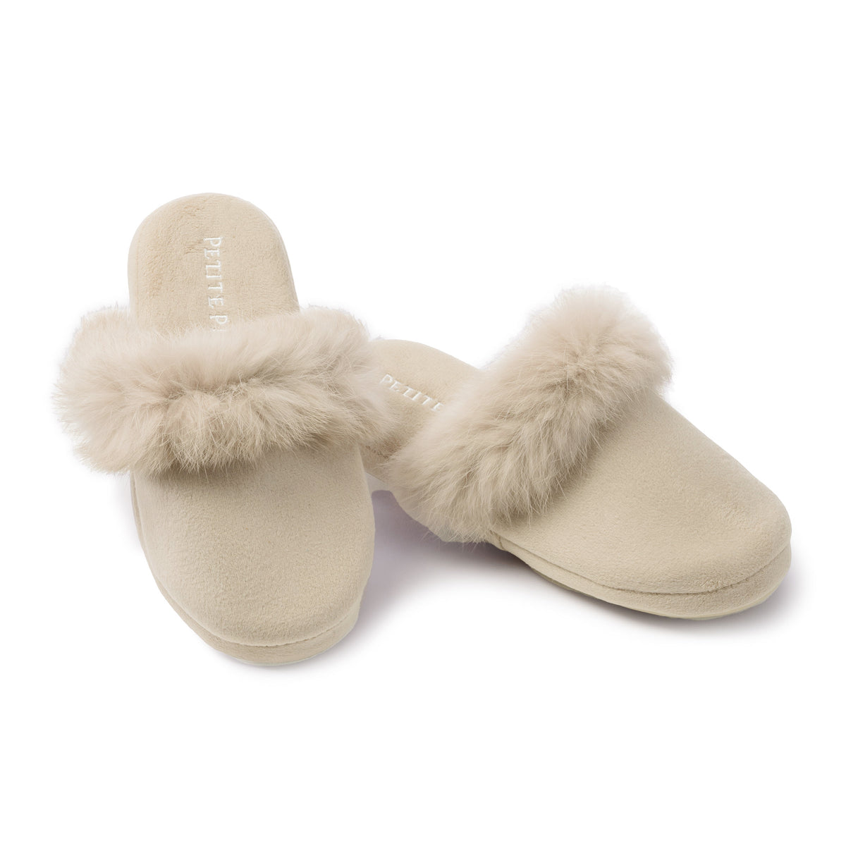 Women's Faux Fur Trim Slipper in Beige