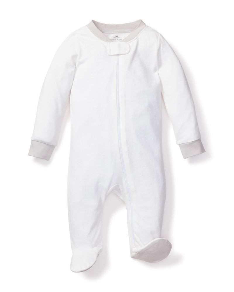 White with Grey Organic Cotton Romper