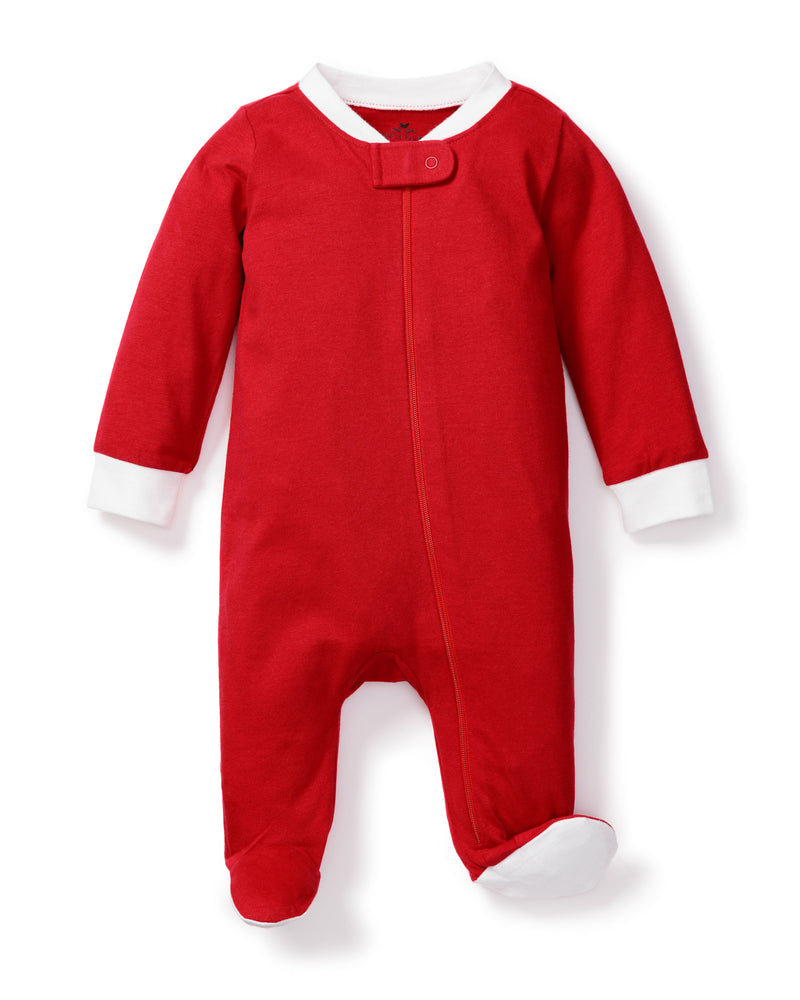 Baby's Organic Cotton Romper in Red with White
