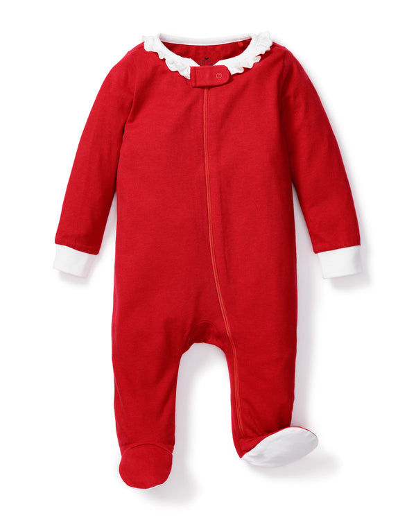 White with Red Ruffled Collar Organic Cotton Romper