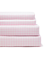 Luxe Premium Cotton Pink Gingham Bed Sheets