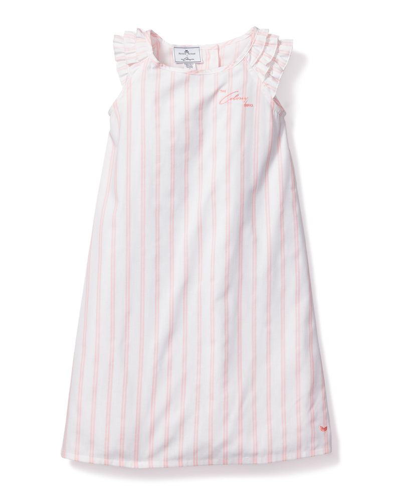 Colony Hotel x Petite Plume Girl's Pink and White Stripe Amelie Nightgown