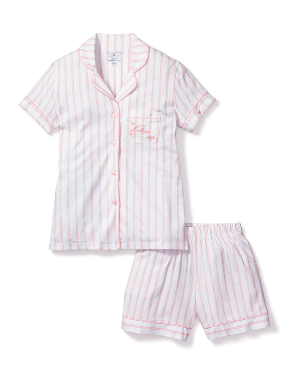 Colony Hotel x Petite Women's Plume Pima Pajama Short Set in Pink Stripe