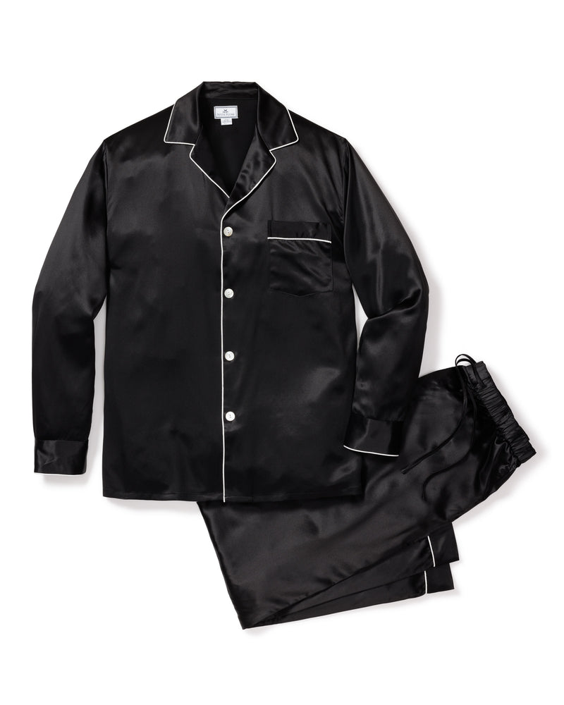 100% Mulberry Black Silk Men's Luxe Pajama